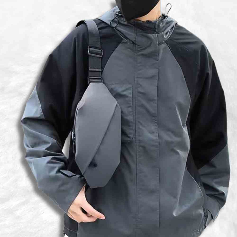 Sac Banane Anti Pickpocket gris sur un homme