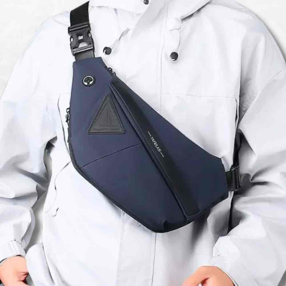 Sac Banane Moto bleu avec un homme