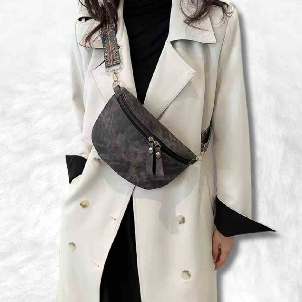 Sac Banane Daim noir pour femme