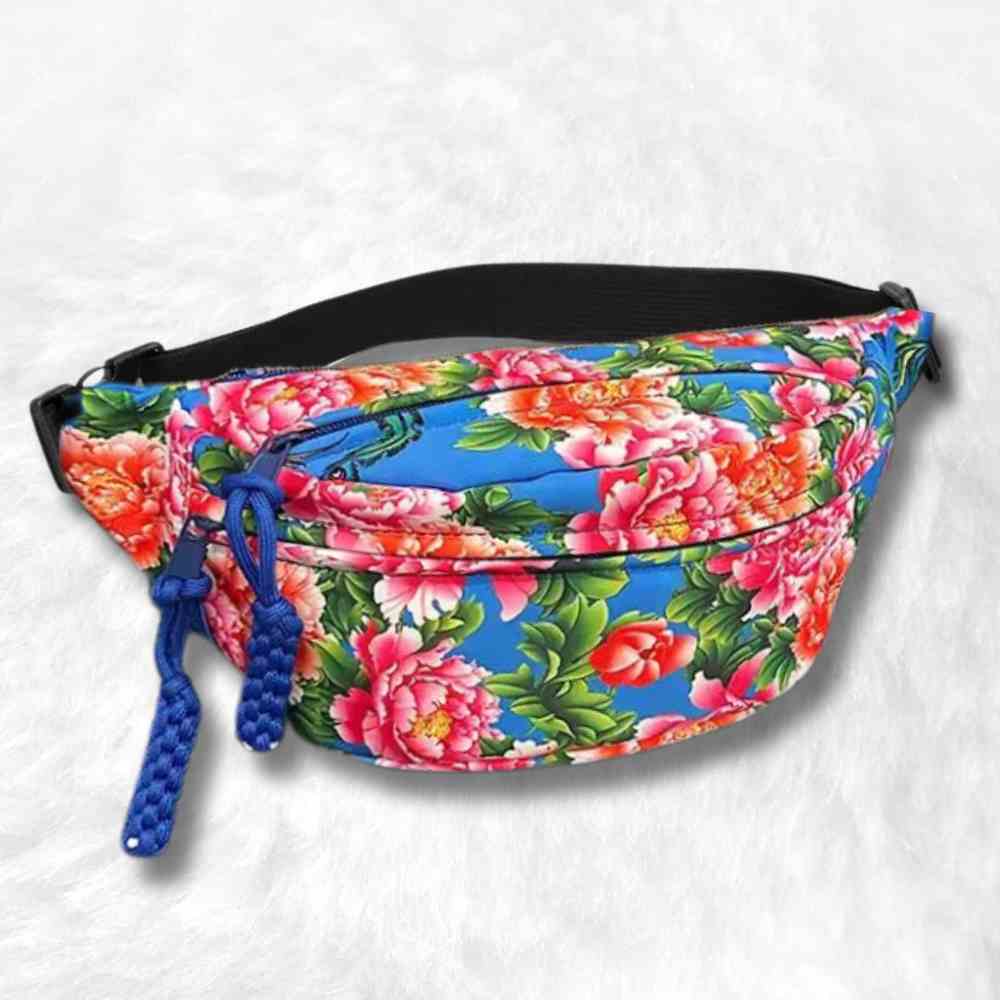 Sac Banane Fleuri bleu