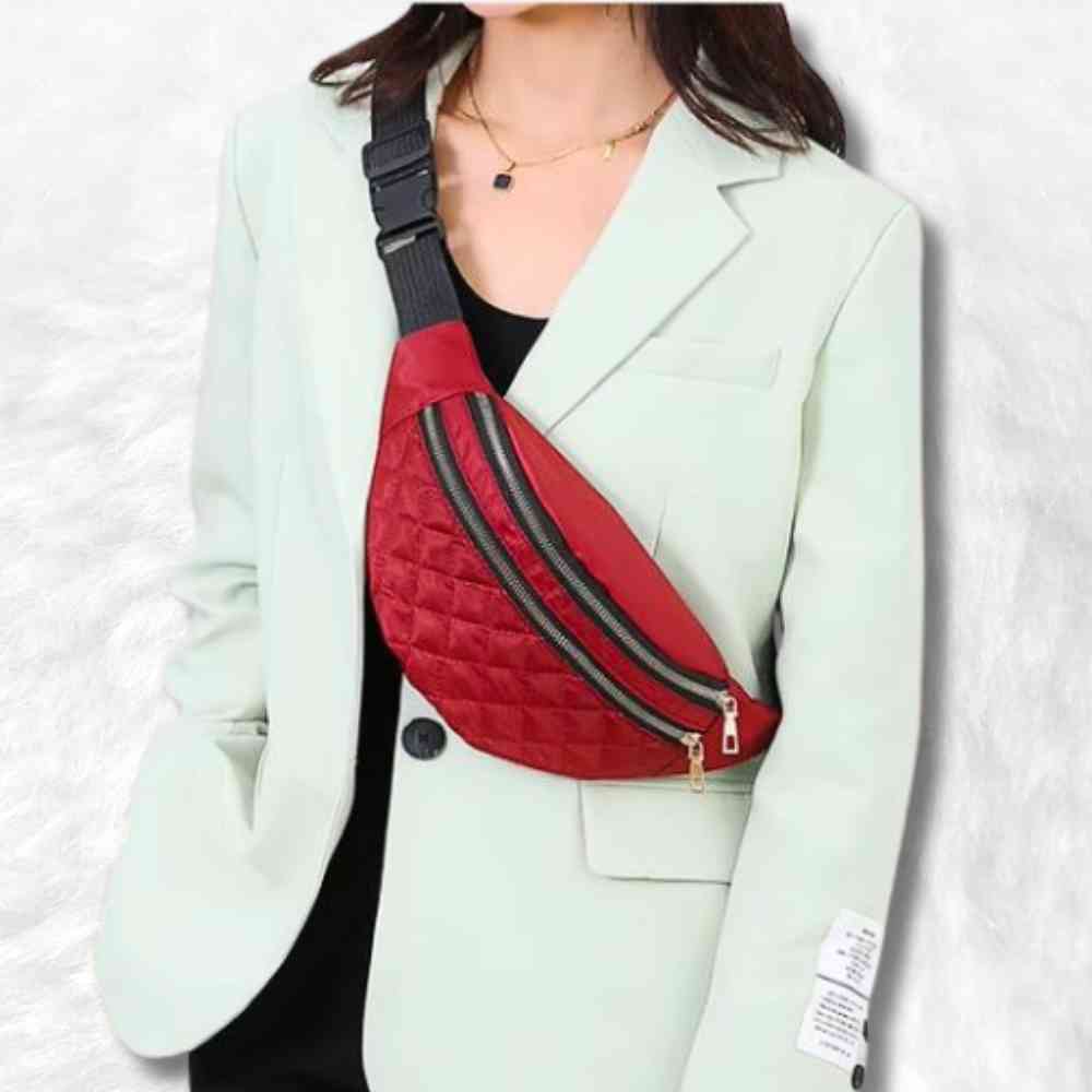 Sac Banane Matelassé rouge pour femme