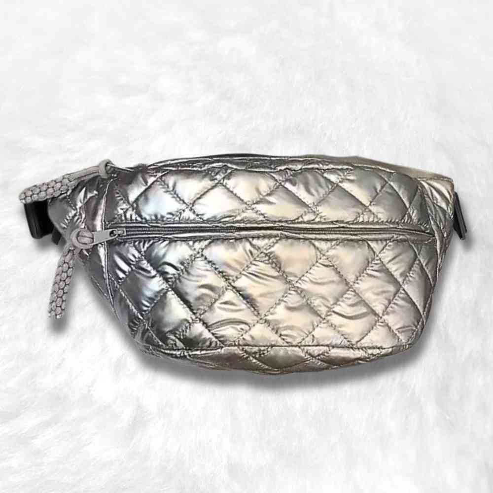 Sac Banane Argenté Brillant Matelassé