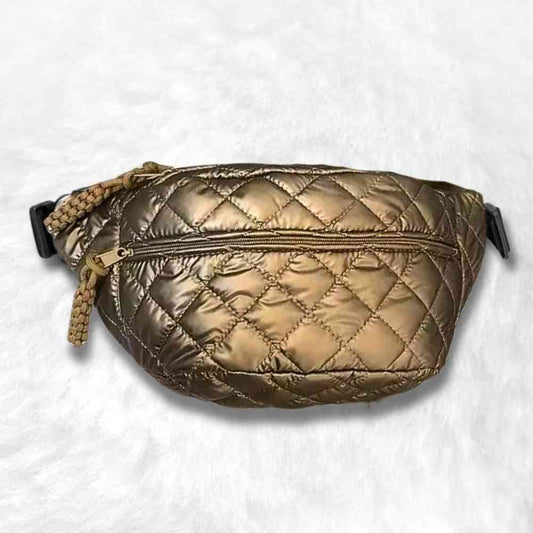 Sac Banane Doré Brillant Matelassé