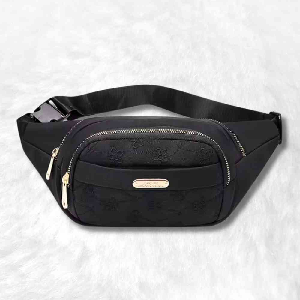 Sac Banane Femme Fleurs noir