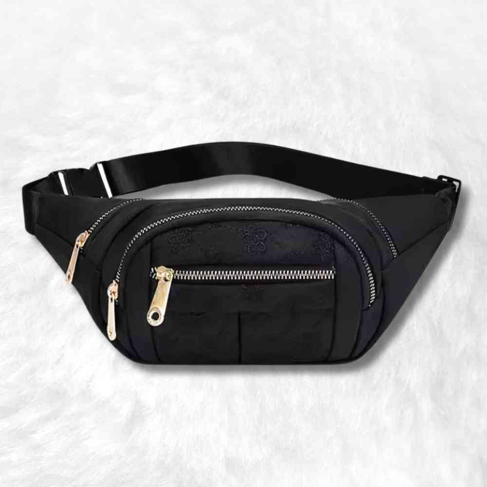 Sac Banane Femme Fleurs noir 2