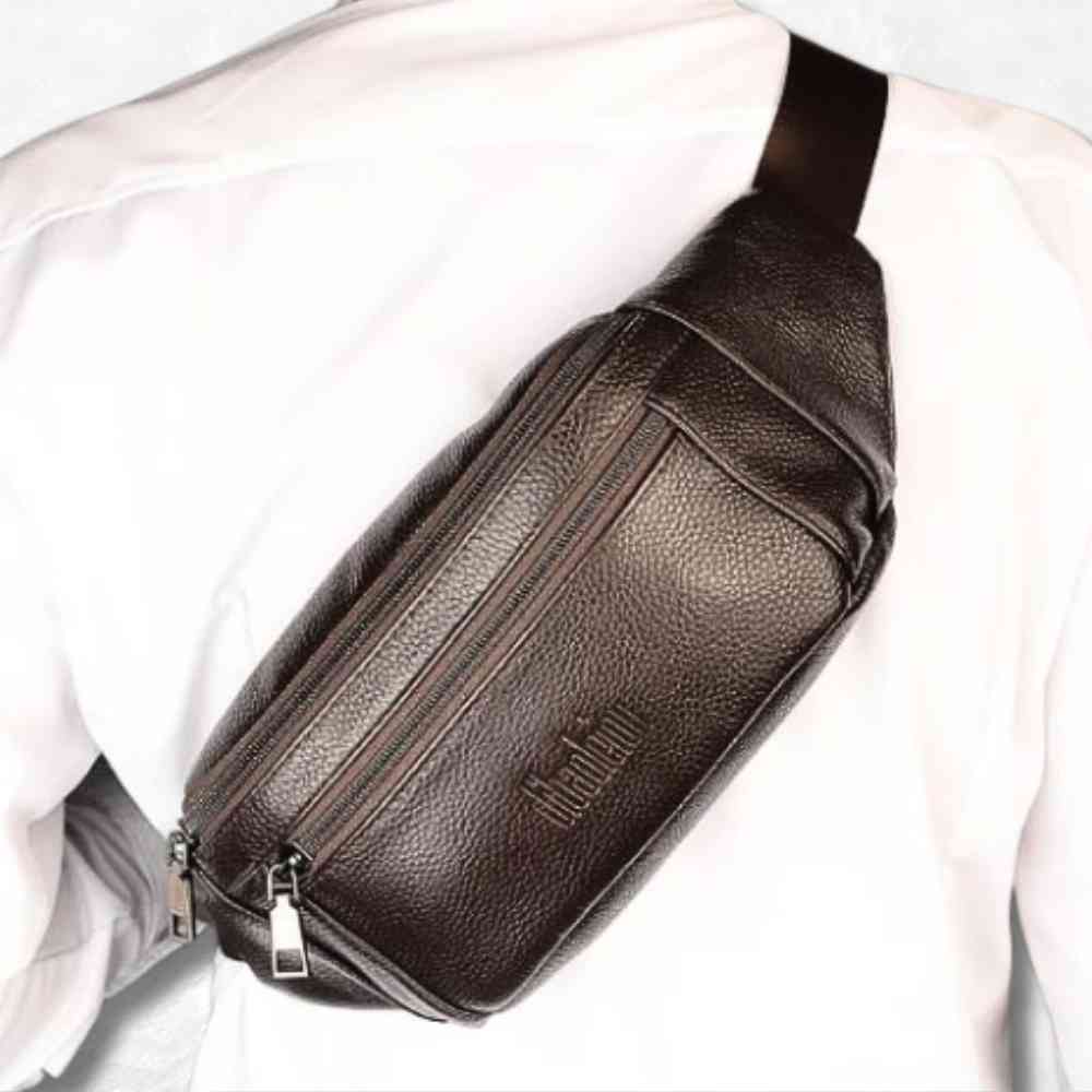 Sac Banane Homme Cuir marron homme