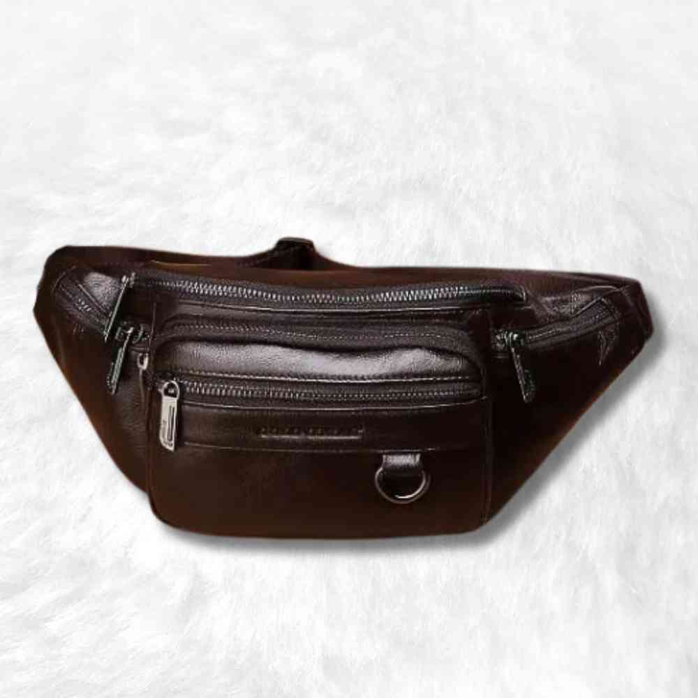 Sac Banane Homme Luxe café de face
