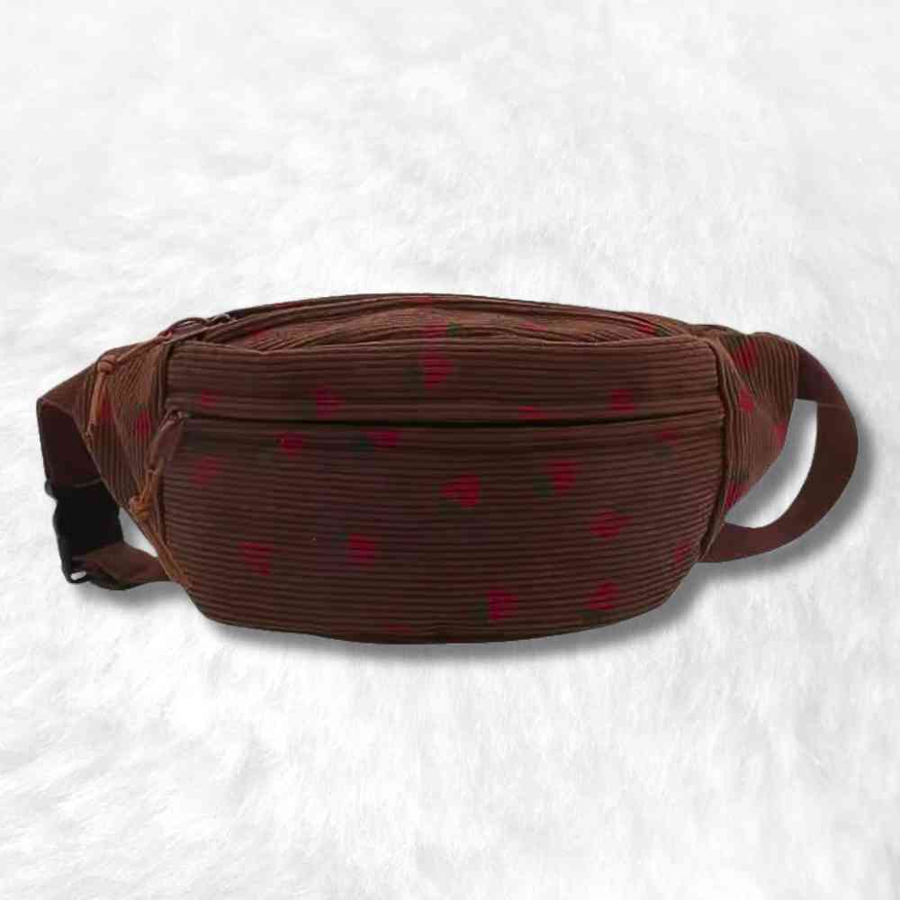 Sac Banane Velours Côtelé Fraise marron