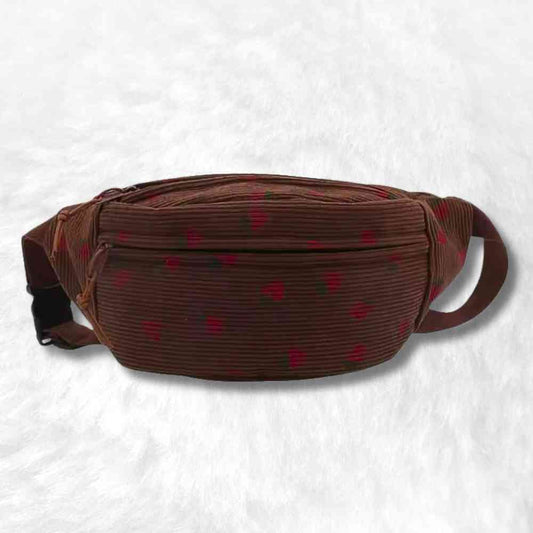 Sac Banane Velours Côtelé Fraise marron