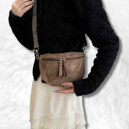 Sac Banane Daim marron pour femme