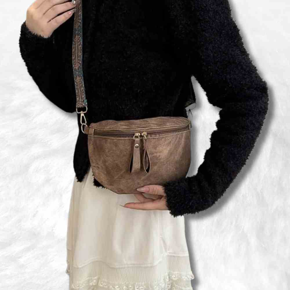 Sac Banane Daim​ marron pour femme