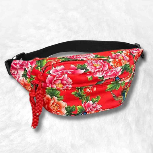 Sac Banane Fleuri rouge